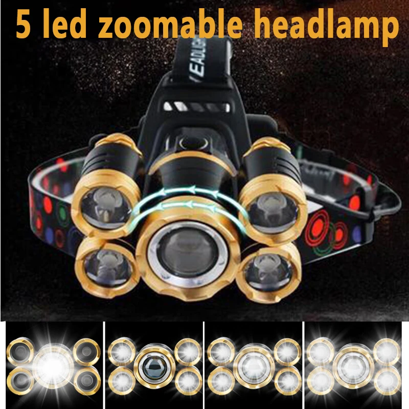 Lampu Kepala T6 5LED Senter Zo - Power Tools Zoom ulasan dan harga